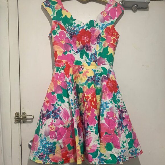 VINTAGE ALGO-ETTES MIDI FLORAL PRINT BELTED DRESSES SIZE 11/12 - Picture 1 of 10
